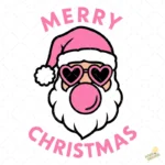 Santa Claus con Gafas de Corazón y Chicle Bubblegum – Vector y PNG 4K