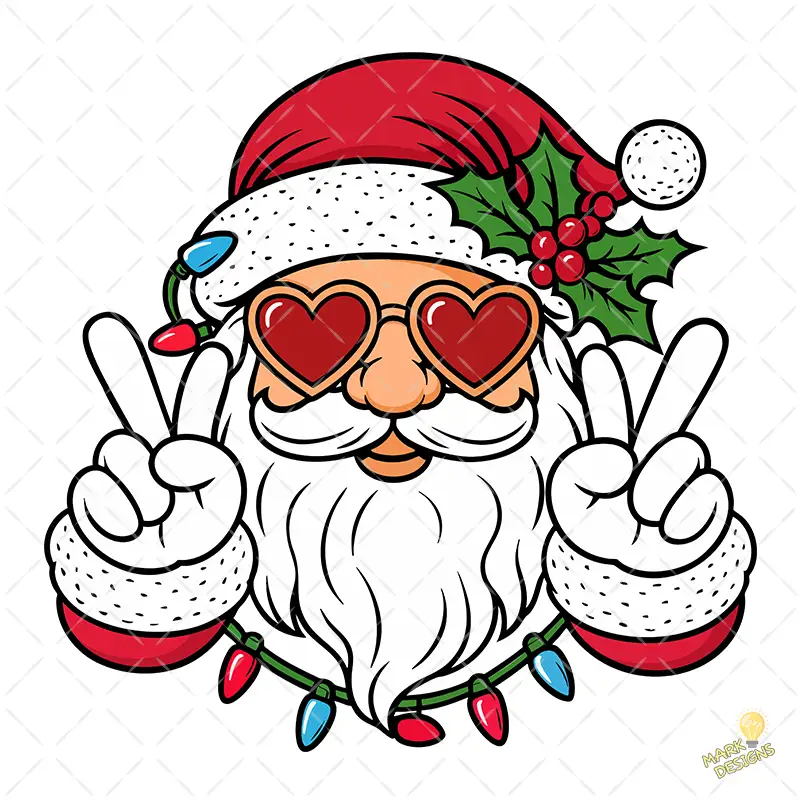 Santa Claus con Gafas de Corazón y Luces – Diseño Vectorial y PNG 4K Santa Claus con Gafas de Corazón y Luces – Diseño Vectorial y PNG 4K