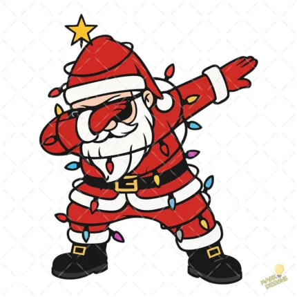 Santa Claus haciendo Dabbing con Luces de Colores – Vector y PNG 4K