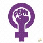 Símbolo Feminista FEM con Puño - Diseño Vectorial y PNG 4K