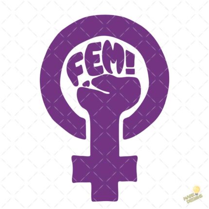 Símbolo Feminista FEM con Puño - Diseño Vectorial y PNG 4K