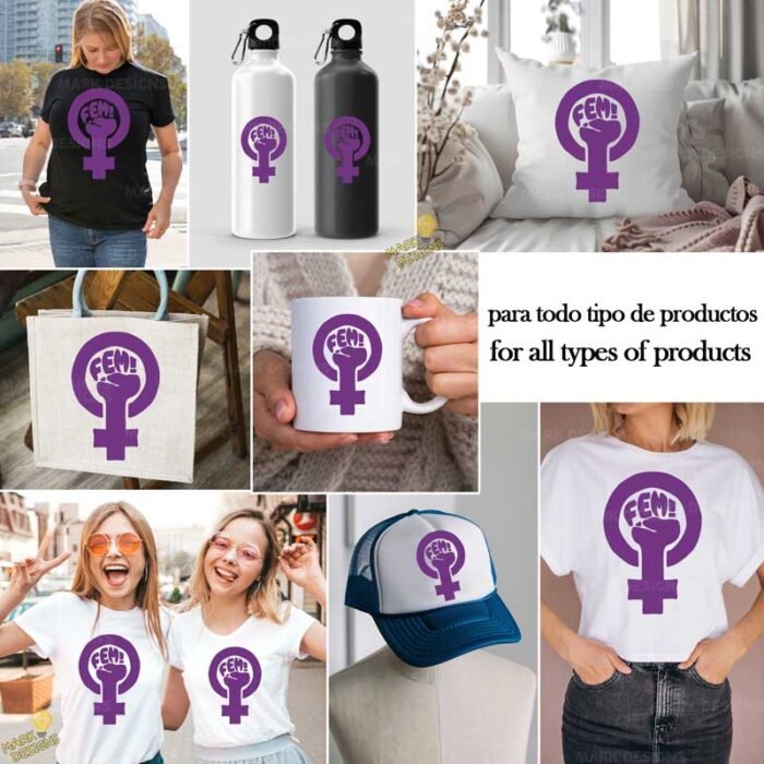 Símbolo Feminista FEM con Puño - Diseño Vectorial y PNG 4K