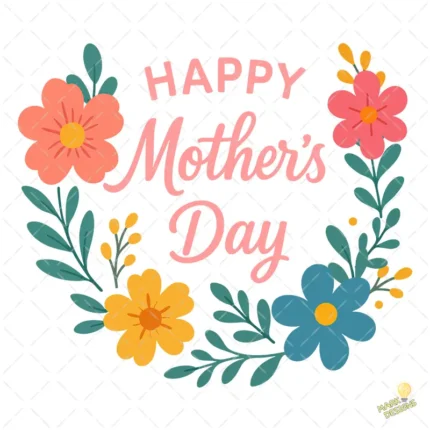 Vector Circular Día de la Madre con Flores – Ilustración 4K para Stickers