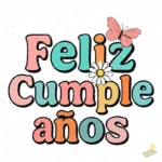 Vector Feliz Cumpleaños Colores Pastel con Margarita - Ilustración 4K