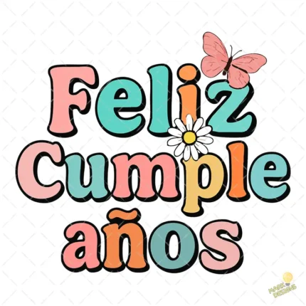 Vector Feliz Cumpleaños Colores Pastel con Margarita - Ilustración 4K