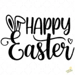 Vector Feliz Pascua Letras Negras para Corte – Ilustración 4K para Vinilo