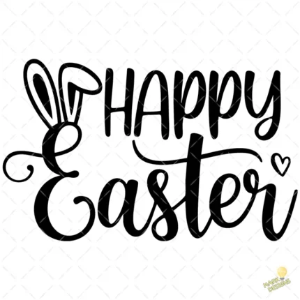 Vector Feliz Pascua Letras Negras para Corte – Ilustración 4K para Vinilo