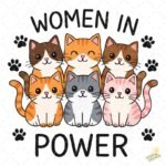 Vector Gatos Kawaii Women in Power - Ilustración 4K para Stickers