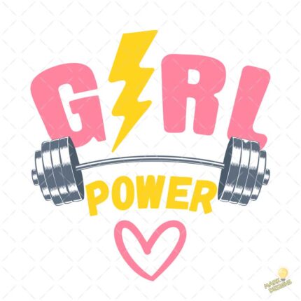 Vector Girl Power con Barra de Pesas y Rayo Amarillo - 4K