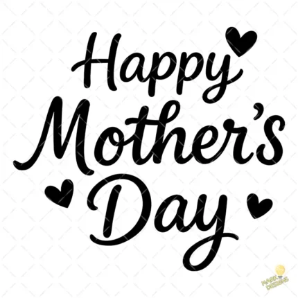 Vector Happy Mother's Day Letras Negras – Ilustración 4K para Vinilo y DTF