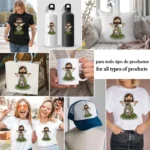 Vector Jesucristo Kawaii con Burrito y Hojas de Palma – Ilustración Gratis 4K - Image 2