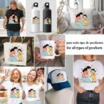 Vector Mamá con Niña y Flor Rosa - Ilustración 4K para Stickers y DTF