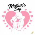 Vector Mamá e Hija con Corazones Rosas – Ilustración 4K para Stickers y DTF