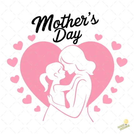 Vector Mamá e Hija con Corazones Rosas – Ilustración 4K para Stickers y DTF