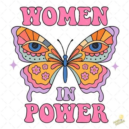 Vector Mariposa con Ojos Girl Power - Ilustración 4K para DTF y Stickers