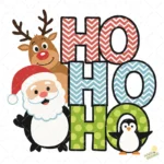 Vector Navidad Feliz Ho Ho Ho con Animales del Polo Norte – Ilustración 4K