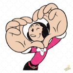Vector Olive Oyl Heart Hands - Ilustración 4K para DTF y Stickers