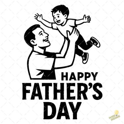 Vector Padre e Hijo Silueta Negra para Corte – Ilustración 4K para Vinilo y DTF