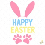 Vector Pascua Infantil con Patitas de Conejo Rosa – Ilustración 4K para DTF