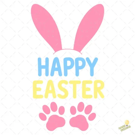 Vector Pascua Infantil con Patitas de Conejo Rosa – Ilustración 4K para DTF