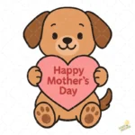 Vector Perro Tierno con Corazón Día de la Madre – Ilustración 4K para Stickers