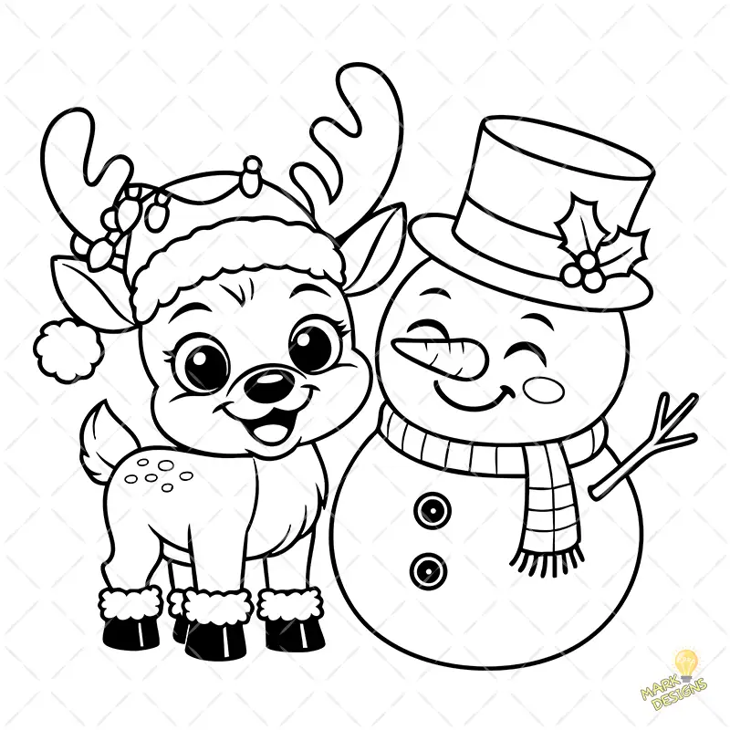 Vector Reno y Muñeco de Nieve para Corte – Ilustración 4K para Vinilo y DTF Vector Reno y Muñeco de Nieve para Corte – Ilustración 4K para Vinilo y DTF