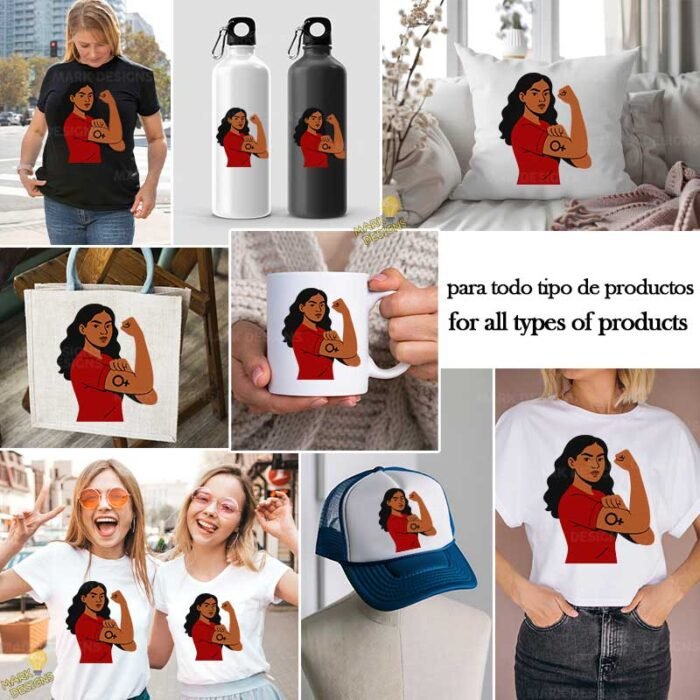 Vector Rosie the Riveter Morena – Ilustración Gratis para DTF y Stickers - Image 2