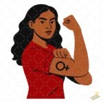 Vector Rosie the Riveter Morena – Ilustración Gratis para DTF y Stickers