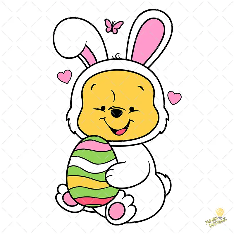 Winnie the Pooh con Disfraz de Conejito y Huevo de Pascua – Vector y PNG 4K Winnie the Pooh con Disfraz de Conejito y Huevo de Pascua – Vector y PNG 4K
