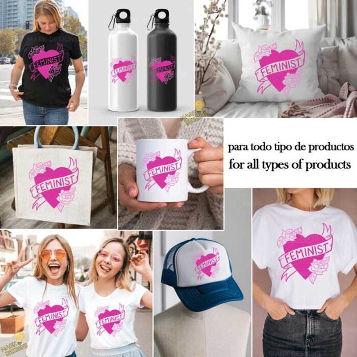 feminist heart roses tattoo vector premium