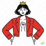 mujer corona empoderada vector premium