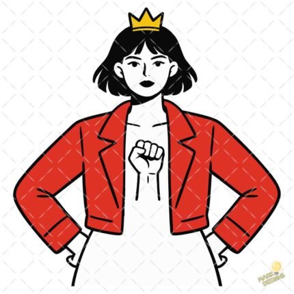 mujer corona empoderada vector premium