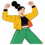 mujer fuerte vector colorido vector 4k
