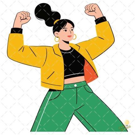 mujer fuerte vector colorido vector 4k