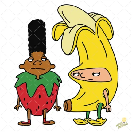 Arnold y Gerald Disfrazados de Frutas - Vector Clásico Hey Arnold
