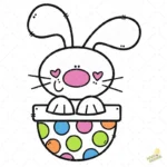 Bunny Peek a Boo Vector - Conejito en Huevo de Pascua con Lunares de Colores