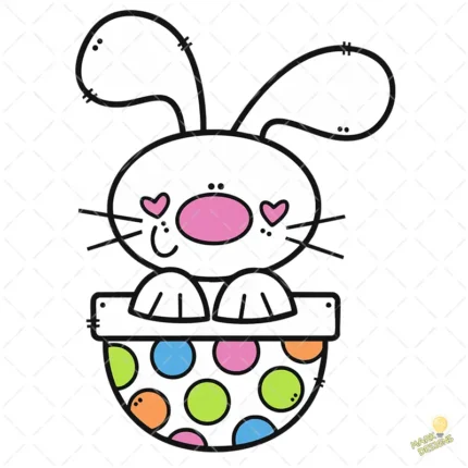 Bunny Peek a Boo Vector - Conejito en Huevo de Pascua con Lunares de Colores