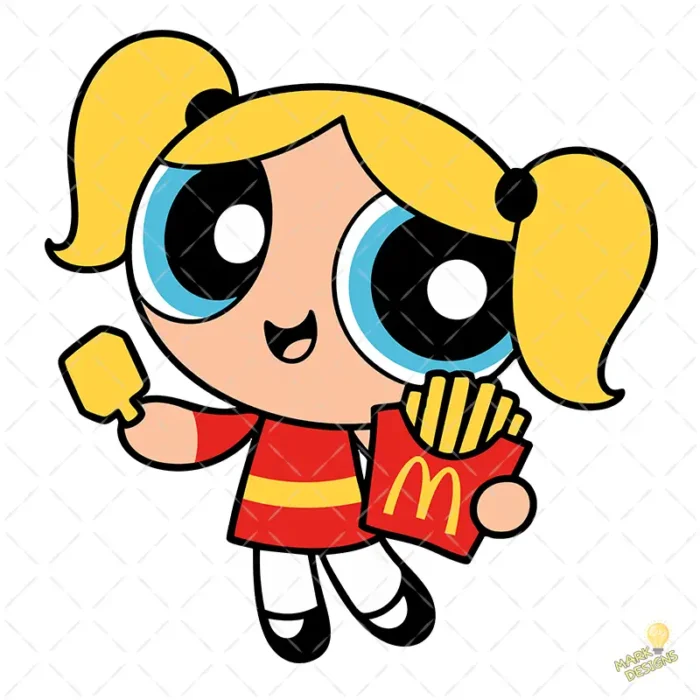 Burbuja Chicas Superpoderosas con Papas Fritas - Vector Gratis de Sublimación