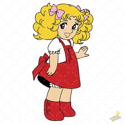 Candy Candy con Vestido Rojo y Moños - Vector de Anime Gratis