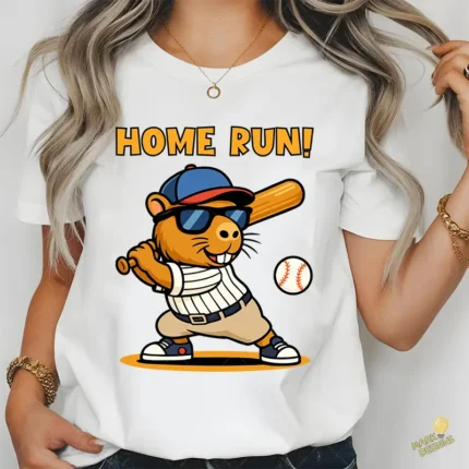 Capybara Baseball Vector - Diseño Home Run de Carpincho Beisbolista