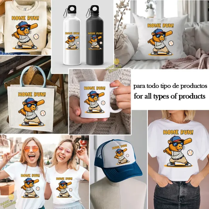 Capybara Baseball Vector - Diseño Home Run de Carpincho Beisbolista - Image 3