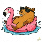 Capybara Flamingo Float SVG - Carpincho en Flotador de Flamenco para Verano