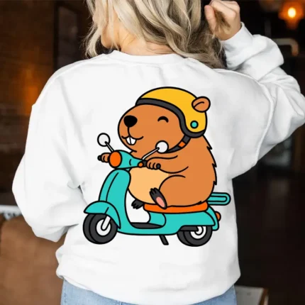 Capybara on Scooter Vector - Carpincho en Motoneta Kawaii con Casco