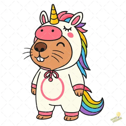 Capycorn Vector - Carpincho Disfrazado de Unicornio para Camisetas Niñas