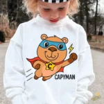 Capyman Vector Gratis- Carpincho Superhéroe con Capa y Antifaz para Niños