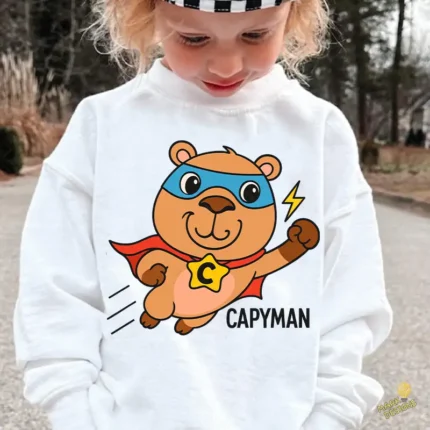 Capyman Vector Gratis- Carpincho Superhéroe con Capa y Antifaz para Niños