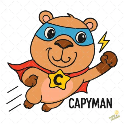 Capyman Vector - Carpincho Superhéroe con Capa y Antifaz para Niños