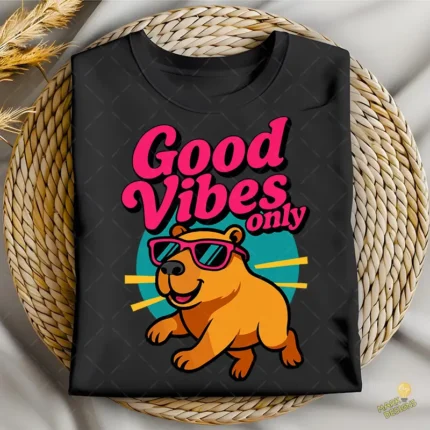 Carpincho Good Vibes Only con Gafas de Sol – Diseño Vectorial y PNG 4K