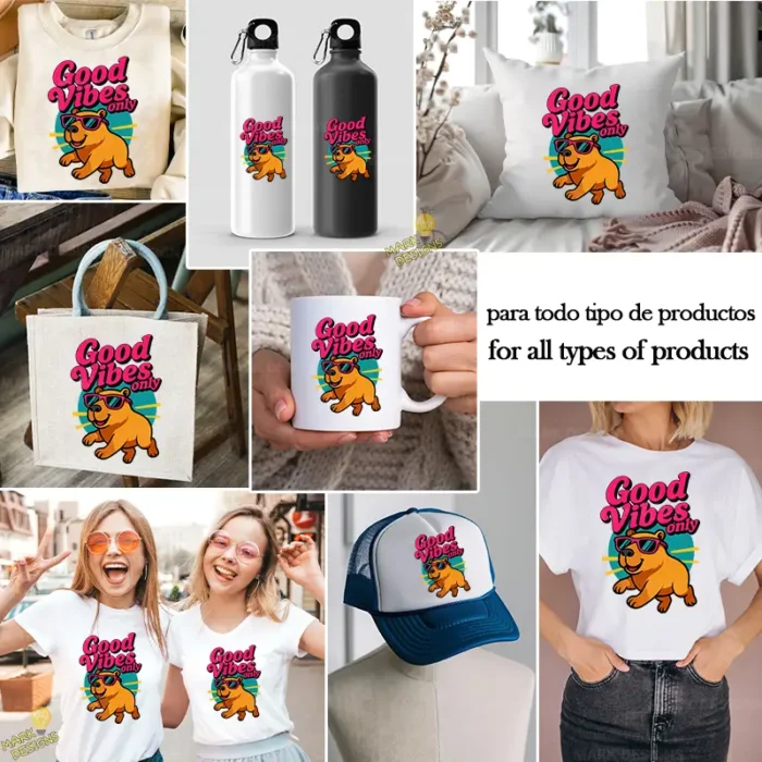 Carpincho Good Vibes Only con Gafas de Sol – Diseño Vectorial y PNG 4K