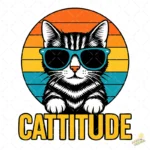 Cattitude Cat Vector - Diseño de Gato con Lentes para Cricut y Silhouette